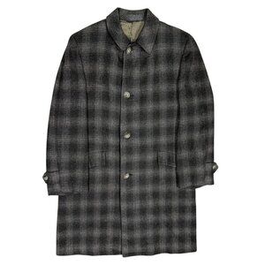 Vintage 1950s Danbry Plaid Wool Cashmere Coat Made in England 37T Small